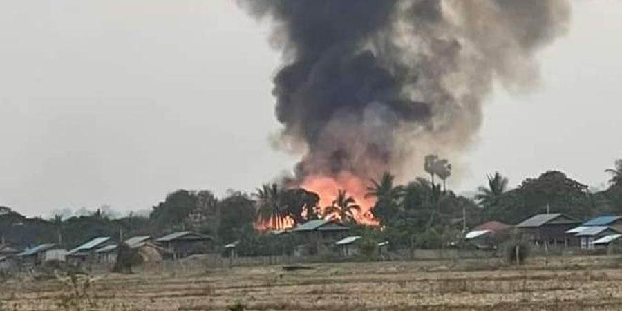ရွှေကူမြို့နယ်၌ စစ်ကောင်စီတပ်က စစ်ကြောင်းထိုး ကျေးရွာများကို အကြမ်းဖက် မီးရှို့ဖျက်ဆီး