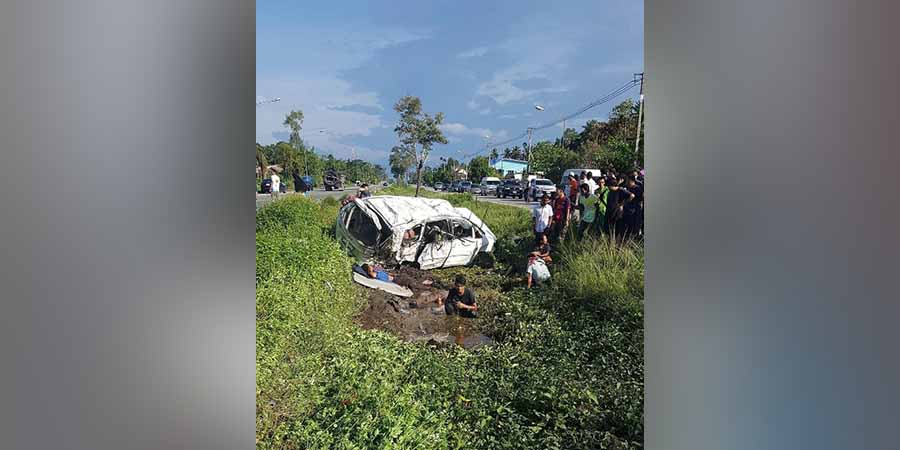ထိုင်းတောင်ပိုင်းတွင် တရားမဝင် မြန်မာအလုပ်သမားများကို တင်ဆောင်လာသည့် ကားမှောက်ပြီး ၂ ဦးသေဆုံး