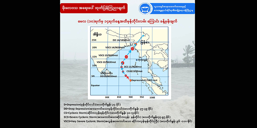 ဆိုင်ကလုန်းမုန်တိုင်း အန္တရာယ်ရှိ ရခိုင်ပြည်နယ်ဇုန် ၃ ခု NUG အရေးပေါ်ထုတ်ပြန်