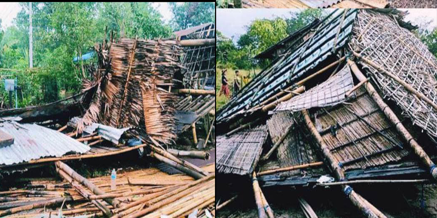 ဧရာဝတီတိုင်းအတွင်း လေပြင်းကြောင့် နေအိမ်အချို့ ပြိုလဲပျက်စီး၊ ၁ ဦးဒဏ်ရာရ