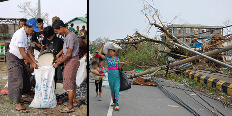 ရခိုင်နှင့် မကွေးရှိ မိုခါမုန်တိုင်းဒဏ်သင့်ပြည်သူ ၂၃၀,၀၀၀ ကျော်ဆီကို WFP က စားနပ်ရိက္ခာပို့ပေး