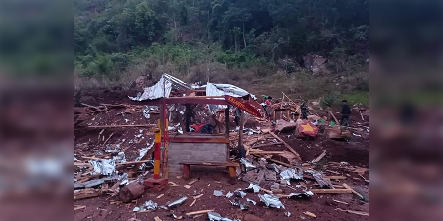 မိုးဗြဲတွင် ကယန်းပြည်သစ်လုံခြုံရေးဂိတ်ကို စစ်တပ်က လေယာဉ်ဖြင့် ဗုံးကြဲတိုက်ခိုက်