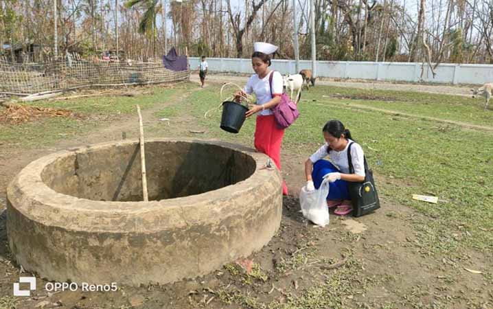 ပုဏ္ဏားကျွန်းတွင် မိုခါမုန်တိုင်းအလွန် ​ကူးစက်ရောဂါကာကွယ်ရန် သောက်သုံးရေကန်များကို  ကလိုရင်းဆေးဖျန်း