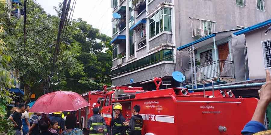 တောင်ဥက္ကလာပတွင် ၄ လွှာတိုက်ခန်း ဝါယာရှေ့ာဖြစ် မီးလောင်