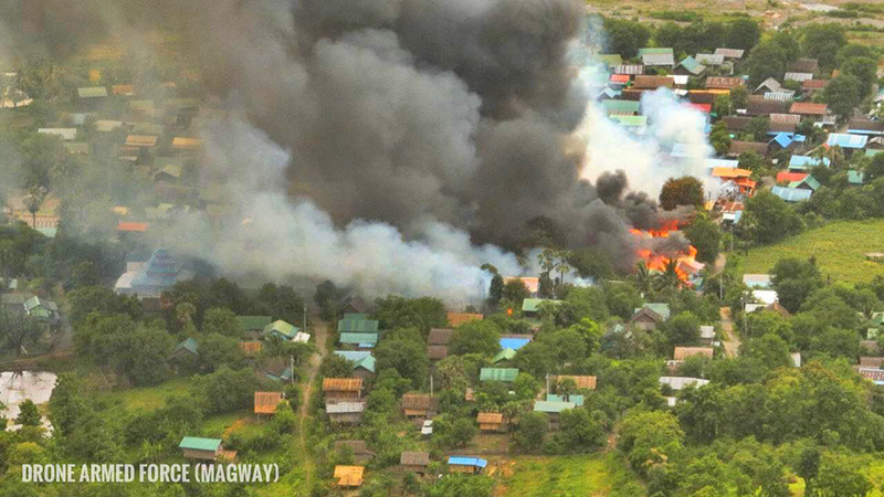 ဆောမြို့နယ်တွင် စစ်ကောင်စီတပ် တိုက်ခိုက်ခံရပြီး ရွာတရွာကို မီးရှို့ဖျက်ဆီး