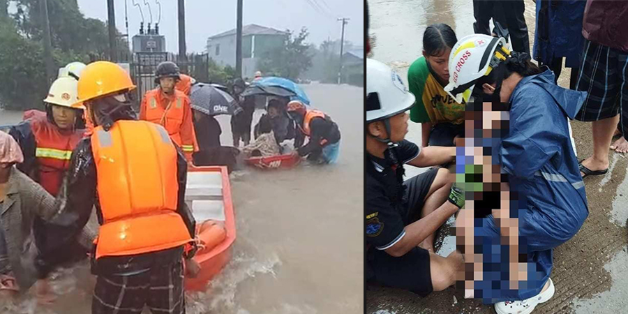 မော်လမြိုင်တွင် ရေဘေးသင့်ပြည်သူ ၁၀၀၀ ကျော်အတွက်  ကယ်ဆယ်ရေးစခန်းဖွင့်