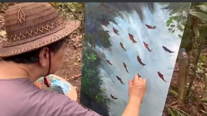 ကိုမင်းကိုနိုင်၏ “Return of Salmons” ပန်းချီကား ကန်ဒေါ်လာ ၃၃,၃၃၃ ဖြင့် လေလံအောင်