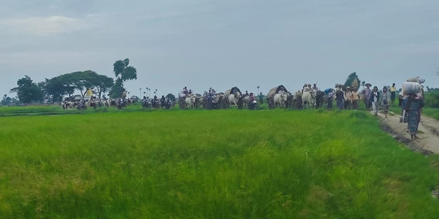 စစ်ကောင်စီတပ်များ ဝင်လာသဖြင့် ဒီပဲယင်းနှင့် ခင်ဦးမြို့နယ်တို့က ပြည်သူများ တိမ်းရှောင် 