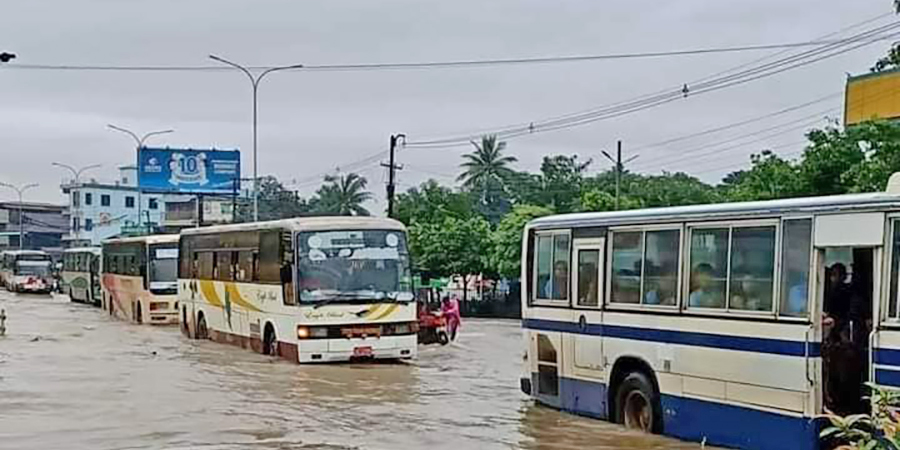 ပဲခူးတွင် ရေကြီးပြီး ရန်ကုန်-မန္တလေးလမ်းနှင့် အနိမ့်ပိုင်းရှိ နေအိမ်များ ရေမြုပ်