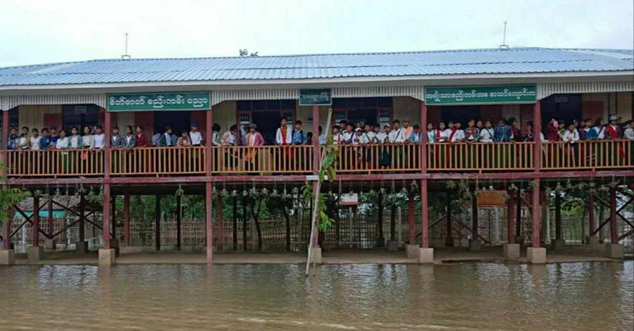 မကွေးတိုင်း မြို့နယ်အချို့တွင် မြစ်ရေကြီးပြီး စာသင်ကျောင်း ၂၆ ကျောင်း ပိတ်ထားရ