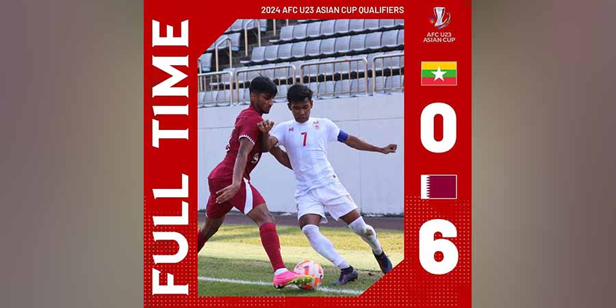 မြန်မာယူ-၂၃အသင်း ကာတာယူ-၂၃အသင်းကို ၆ ဂိုးပြတ်ရှုံးနိမ့်