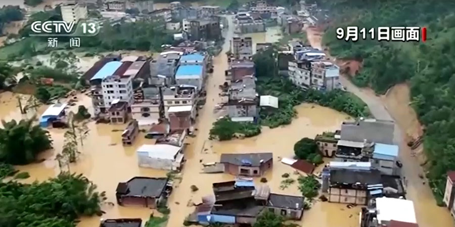 တရုတ်တွင် မုန်တိုင်းကြောင့် မိုးသည်းထန်ပြီး မြေပြိုမှု ၁၀၀ ‌ကျော်ဖြစ်ပွား၊ ၇ ဦးသေဆုံး