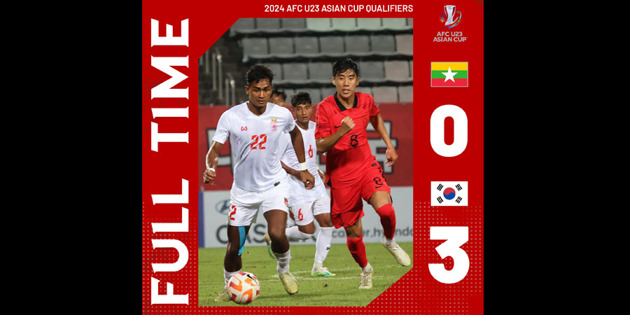 မြန်မာယူ-၂၃အသင်း တောင်ကိုရီးယား ယူ-၂၃ အသင်းကို ၃ ဂိုးပြတ်ရှုံးနိမ့်