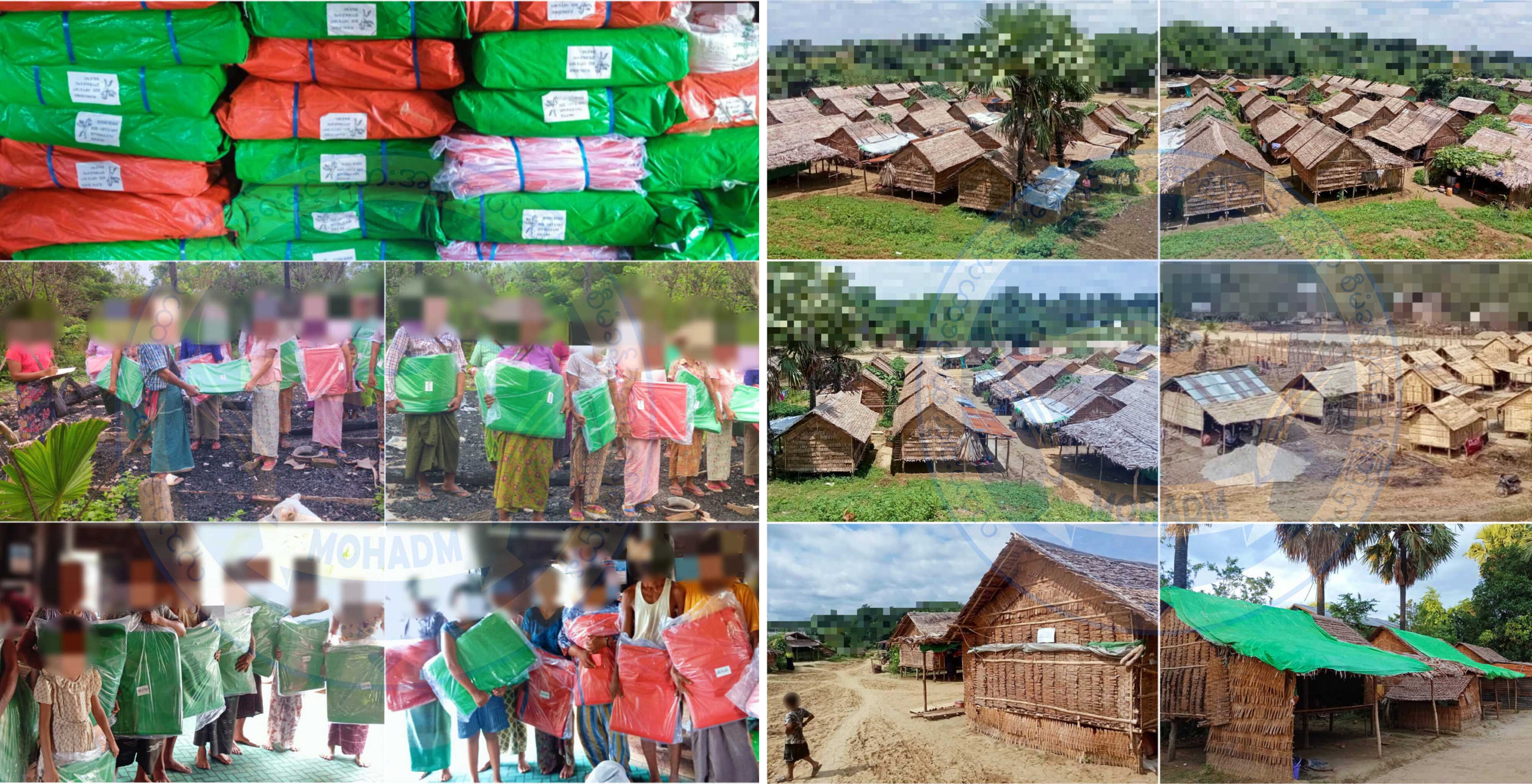 မီးရှို့ဖျက်ဆီးခံရသည့် စစ်ကိုင်း စစ်ဘေးရှောင်များအတွက် ယာယီတဲ ၁၀၀ ကျော် NUG ဆောက်ပေး
