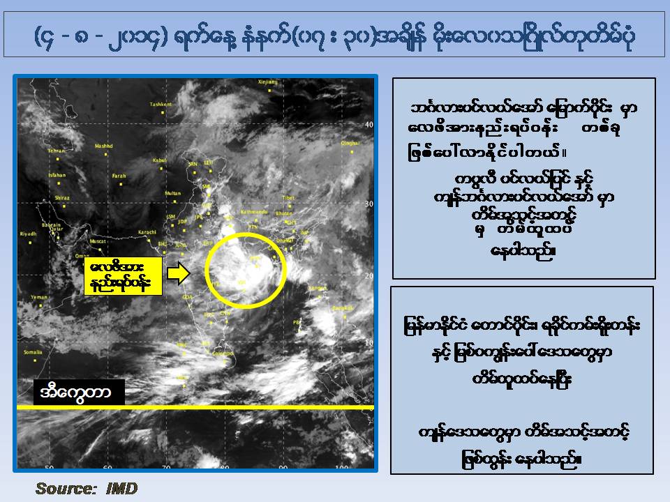 ၾသဂုတ္ ၅ ရက္ေန႔ မုိးေလ၀သ ခန္႔မွန္းခ်က္ (ေဒါက္တာထြန္းလြင္)