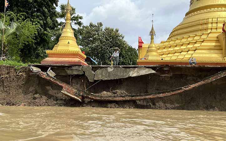 မိုးညိုမြို့နယ် ရွှေခဲရွာ၌ ကမ်းပြိုပြီး စေတီနှင့်သိမ်တို့ ပြိုကျလုနီးပါးဖြစ်