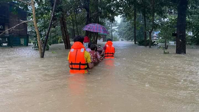 ပဲခူးတွင်စံချိန်တင် မိုးရွာပြီးရေကြီး၊ ကျိုက်ထိုတွင်လည်း ရေကြီးနေ