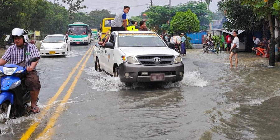 ဖူးကြီးရေလှောင်တမံ ရေကျော်ပြီး မှော်ဘီတွင် ရေကြီး