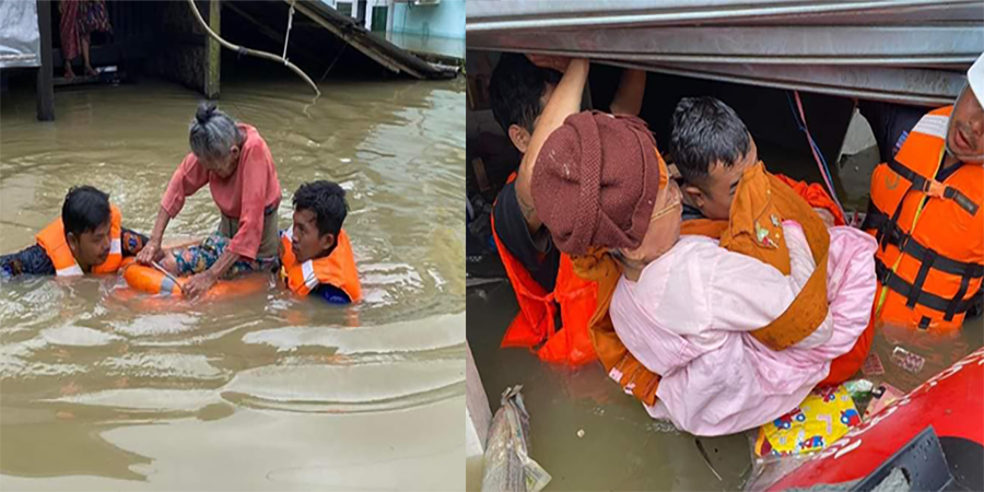 ရေဘေးသင့် ပဲခူးမြို့တွင် သွားလာရေးနှင့်ကုန်စည်စီးဆင်းမှု ကြန့်ကြာနေ