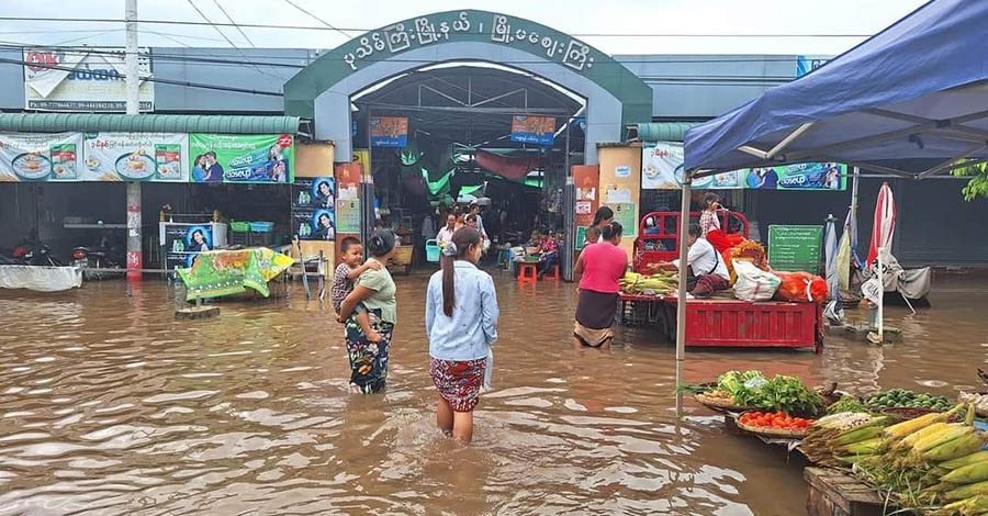 ပုသိမ်ကြီးမြို့နယ်၌ တောင်ကျချောင်းရေဝင်ပြီး လူ ၄၀၀ နီးပါး ရေဘေးသင့်