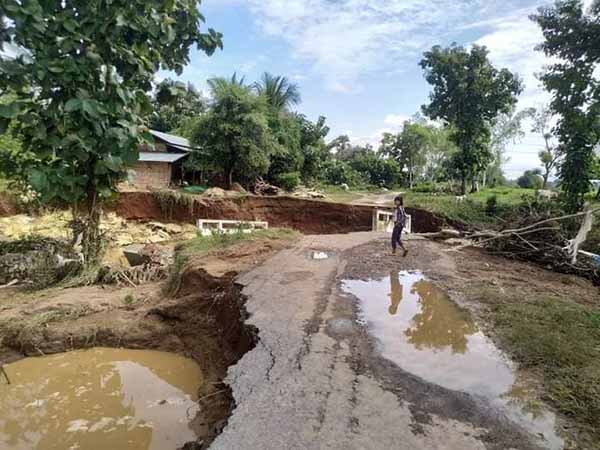 မူးမြို့တွင်ရေကြီးပြီး စပါးခင်းများပျက်စီး၊ ဝက်လက်တွင် တံတားတစင်း ပျက်စီး