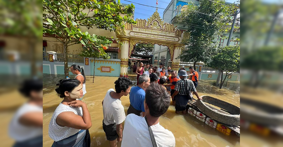 ငမိုးရိပ်ရေလှောင်တမံ ‌ရေကျော်ပြီး ဒဂုံမြို့သစ်(အရှေ့ပိုင်း)တွင် ရေကြီး