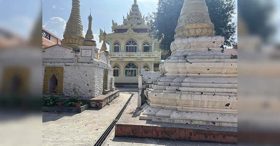 နမ့်ခမ်းမြို့၌ တိုက်ပွဲပြင်းထန်၊ ဘာသာရေးအဆောက်အဦနှင့် လူနေအိမ်များ ကျည်ထိမှန်ပျက်စီး