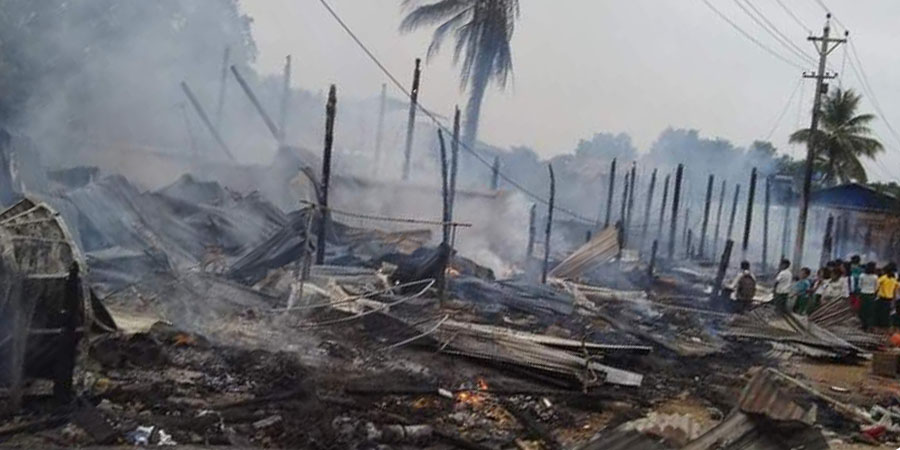 မံစီမြို့နယ်ရှိ မိုင်းခေါင်ဈေးတခုလုံးနီးပါး မီးလောင်ပြာကျ