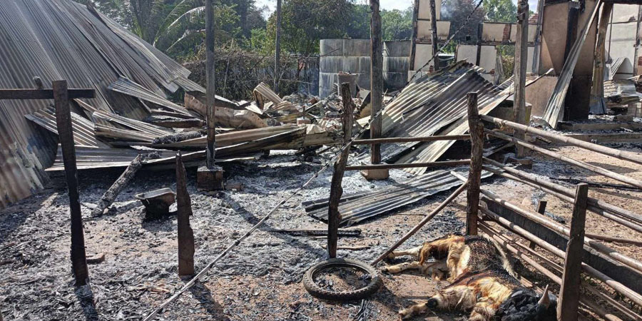 မြိုင်မြို့နယ်၌ ကျေးရွာ ၂ ရွာကို စစ်ကောင်စီတပ် မီးရှို့၊ အိမ်ခြေ ၁၀၀ ကျော် လောင်ကျွမ်း