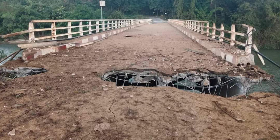 သီပေါ-နမ္မတူ လမ်းပေါ်ရှိ မိုးတေတံတား မိုင်းခွဲဖျက်ဆီးခံရ