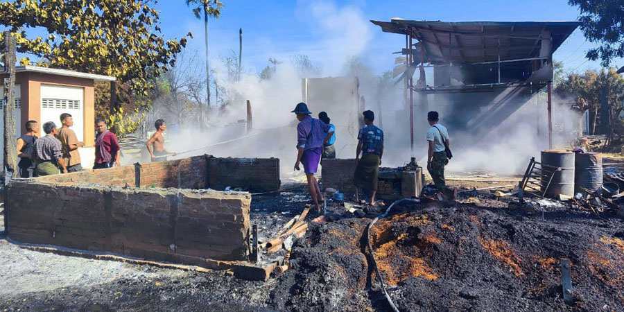 စစ်တပ်မီးရှို့ခဲ့သည့် ချောင်းဦးမြို့နယ် ညောင်ပင်တဲရွာ ပြန်ထူထောင်ရန် ငွေကြေးလိုအပ်