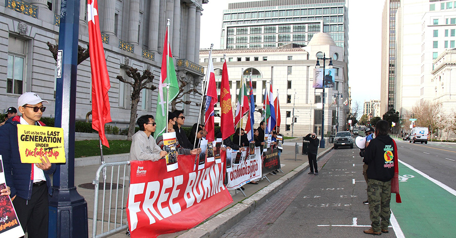 မြန်မာနွေဦးတော်လှန်ရေးအင်အားစုများ ဆန်ဖရန်စစ္စကိုတွင် ဆန္ဒပြ (ဓာတ်ပုံ)
