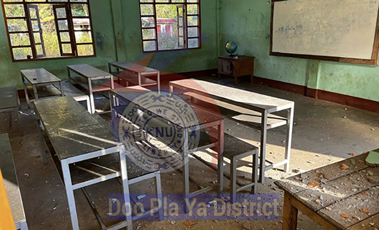 ကျိုက်ဒုံကို စစ်တပ်ကဗုံးကြဲ၊ ကျောင်းနှင့် အိမ်များ ပျက်စီး