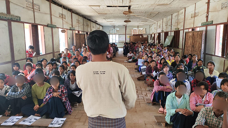 ပုလဲမြို့နယ်၌ လေကြောင်းအန္တရာယ်နှင့် ဗုံးခိုကျင်း စနစ်တကျတူးနိုင်ရန် သင်တန်းပေး