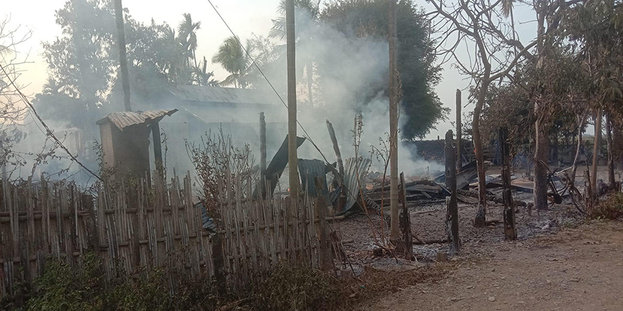 ဂန့်ဂေါတွင် စစ်တပ်နှင့်ပျူစောထီးအဖွဲ့က အရပ်သား ၁၀ ဦးကိုသတ်ပြီး နေအိမ် ၄၀ ကျော် မီးရှို့