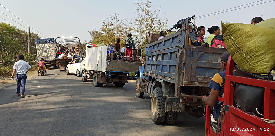 တိုက်ပွဲကြောင့် ပိတ်မိနေသည့် အောင်မြေ ၂  ရွာက ပြည်သူ ၉၀၀ ခန့်ကို ကယ်ထုတ်