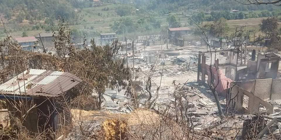 ဟိုပုံးမြို့နယ်၌ စစ်တပ်က ရွာမီးရှို့၊ နေအိမ် ၈၀ ခန့်ပျက်စီး
