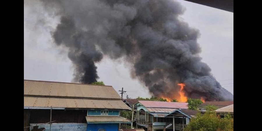 ကျိုက်မရောတွင် စစ်တပ်က ဒရုန်းဖြင့်ဗုံးကြဲ၊ ဓမ္မသကျေးရွာက နေအိမ် ၁၀၀ ခန့် ဆုံးရှုံး