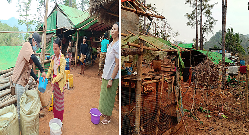 ဖယ်ခုံမြို့နယ်ရှိ စစ်ရှောင်စခန်းတခု ဆန်ပြတ်လပ်၊ လက်ပံကုန်း စစ်ရှောင်စခန်းတွင် မိုးကာများ လိုအပ်