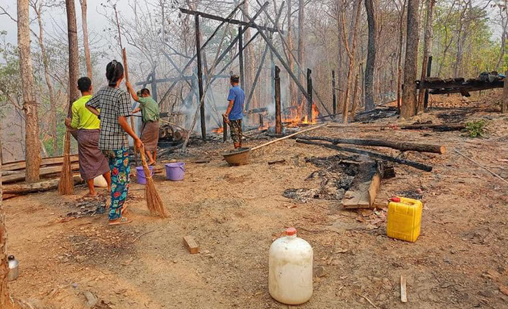 YPDF ဌာနချုပ်တပ်ရင်းတွင် မီးလောင်မှုဖြစ်ပွား