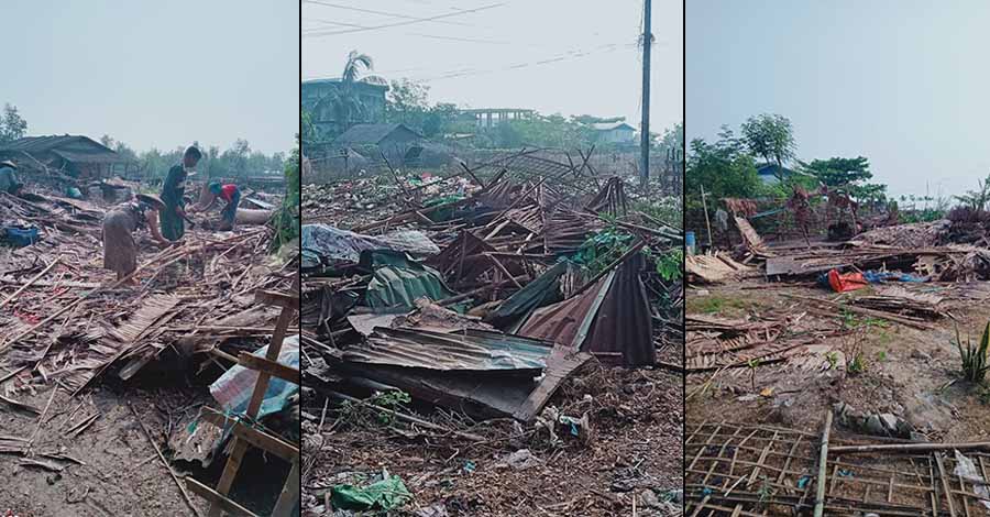 ကျောက်ဖြူမြို့က နေအိမ် ၂၀၀ နီးပါးကို စစ်ကောင်စီတပ် ဖျက်ဆီး