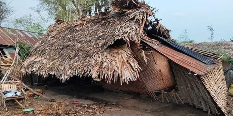 ပဲခူးတိုင်းနှင့် စစ်ကိုင်းတိုင်း၌ လေပြင်းတိုက်ခတ်ပြီး လူသေဆုံး၊ နေအိမ်နှင့်သီးနှံများ ပျက်စီး