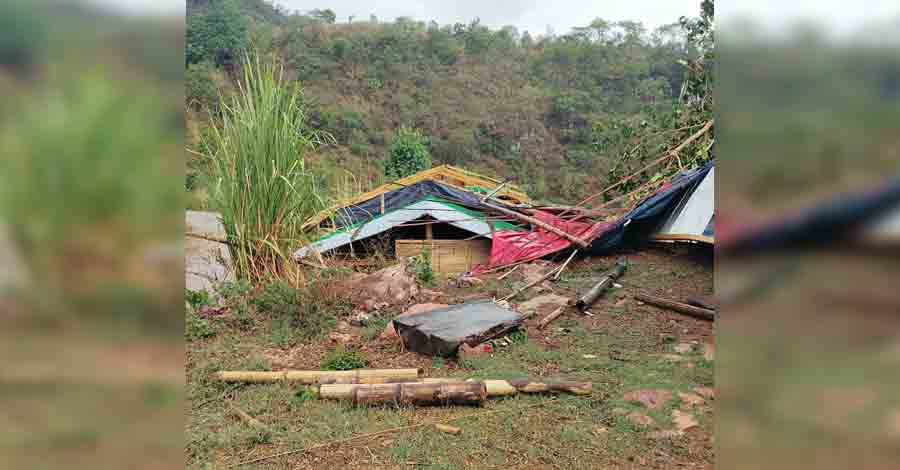 ဖရူဆိုတွင် လေပြင်းကြောင့် စစ်ရှောင်နေအိမ်များ ပျက်စီး