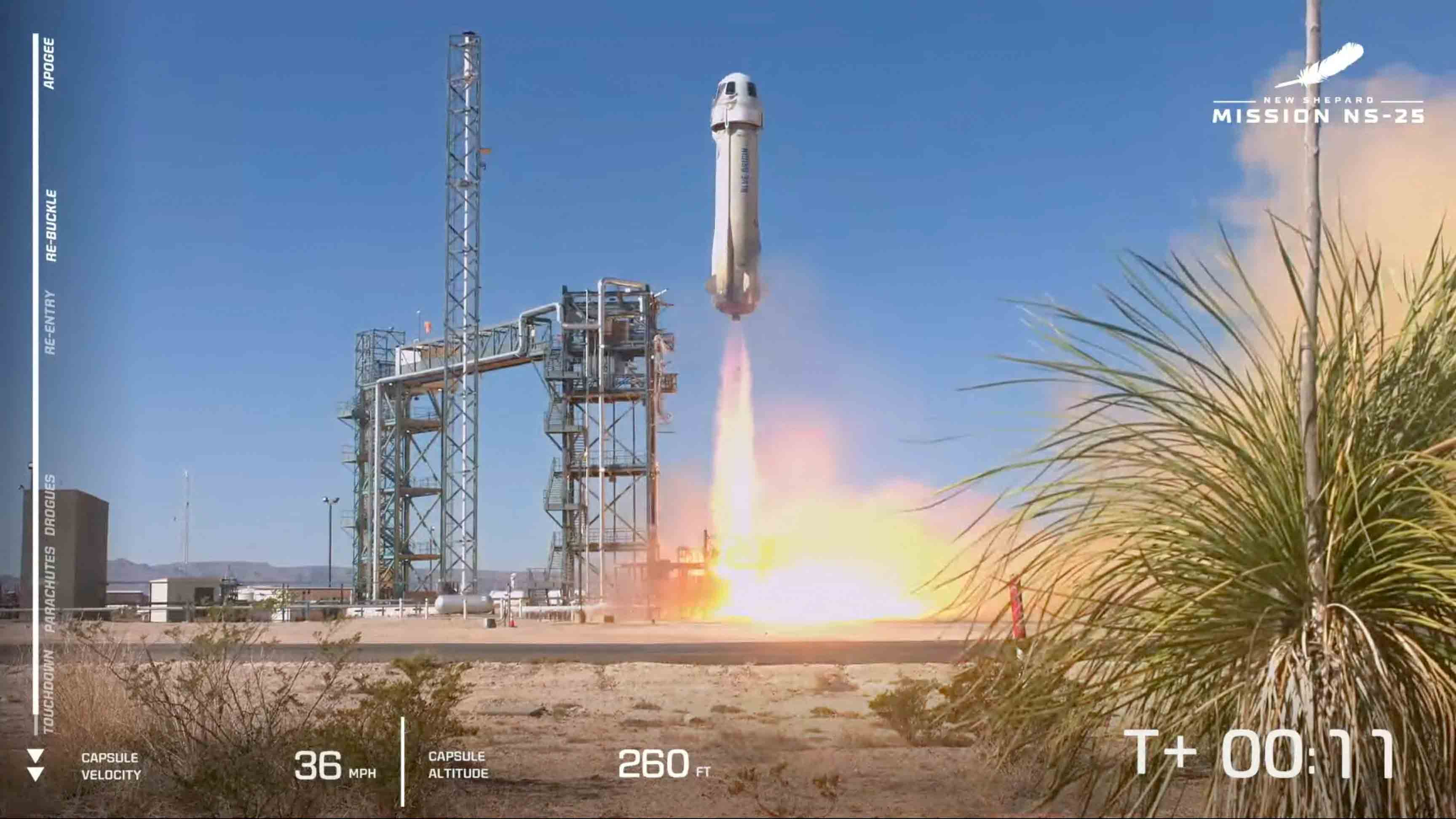 အမေဇုန်သူဌေးပိုင် Blue Origin ကုမ္ပဏီ၏ အခပေး အာကာသခရီးသွားယာဉ် လွှတ်တင်