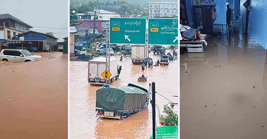 ကရင်ပြည်နယ် မြဝတီမြို့တွင်းမှာ ရေကြီး