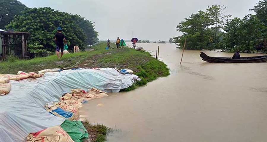 စစ်တောင်းမြစ် ရေတမံကျိုးပေါက်မှုကြောင့် ညောင်လေးပင်ခရိုင် ကျေးရွာများ ရေကြီး 