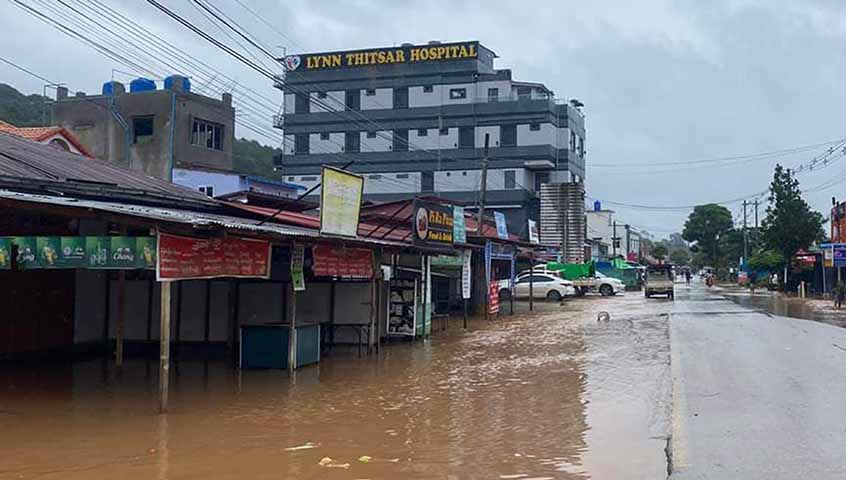 ကလောတွင်ချောင်းရေလျှံပြီး ရပ်ကွက် ၂ ခု ရေမြုပ်