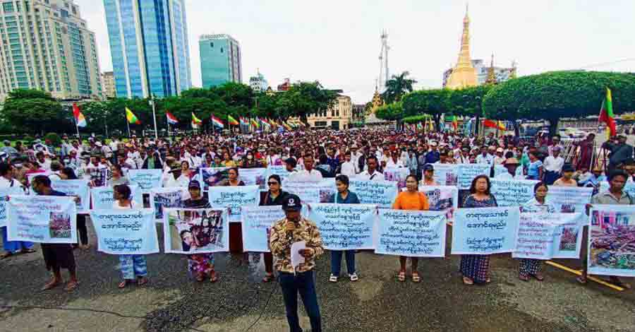 ရန်ကုန်မြို့တွင် စစ်တပ်ဦးဆောင်ပြီး MNDAA ဆန့်ကျင်ဆန္ဒပြပွဲ ပြုလုပ်