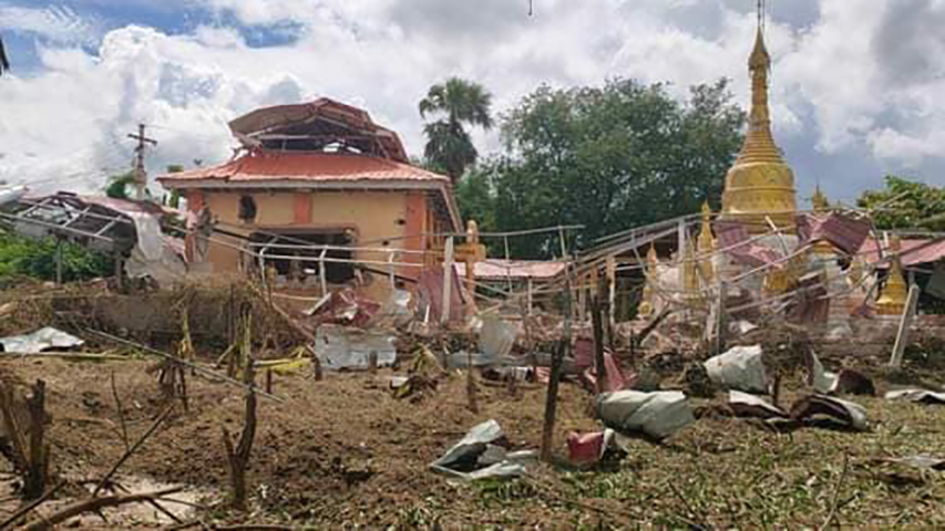 နွားထိုးကြီးတွင် စစ်တပ်က ဘုန်းကြီးကျောင်းကို ဗုံးကြဲ၊ ပြည်သူ ၂ ဦးသေပြီး ၅ ဦး ဒဏ်ရာရ