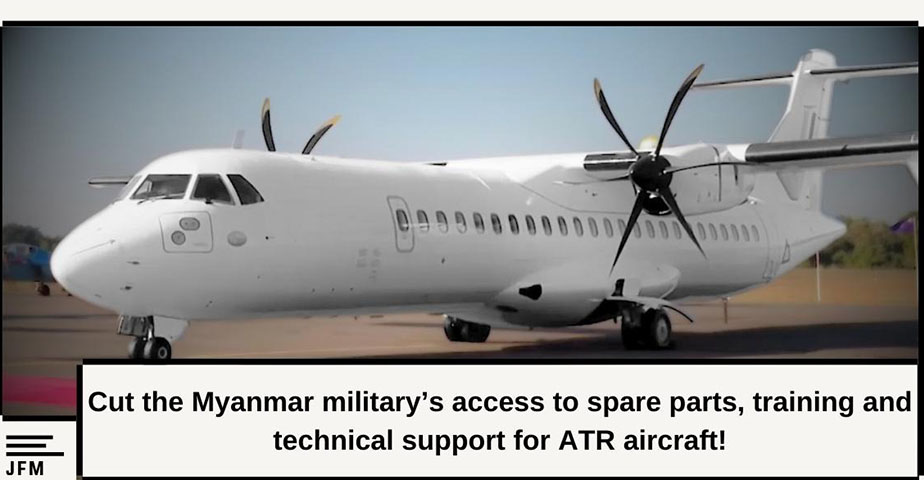 မြန်မာစစ်တပ်အတွက် ATR လေယာဉ်များပံ့ပိုးကူညီနေသည့် ကုမ္ပဏီများကို ထုတ်ဖော်